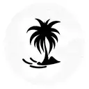 Palm tree with wave tattoo design idea