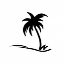 Palm tree with wave tattoo design idea