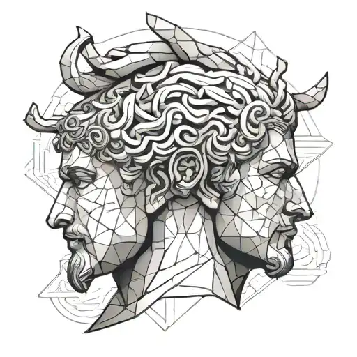 greek god statue head tattoo design idea