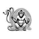 monkey figurine in azteca style tattoo design idea