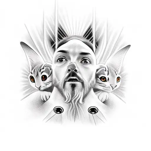 jesus with animals tattoo design idea