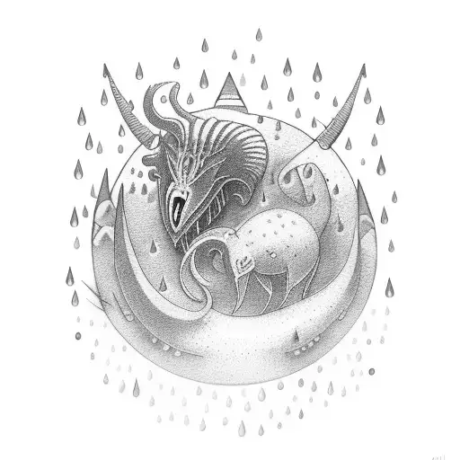 comet with rain instead of tail tattoo design idea