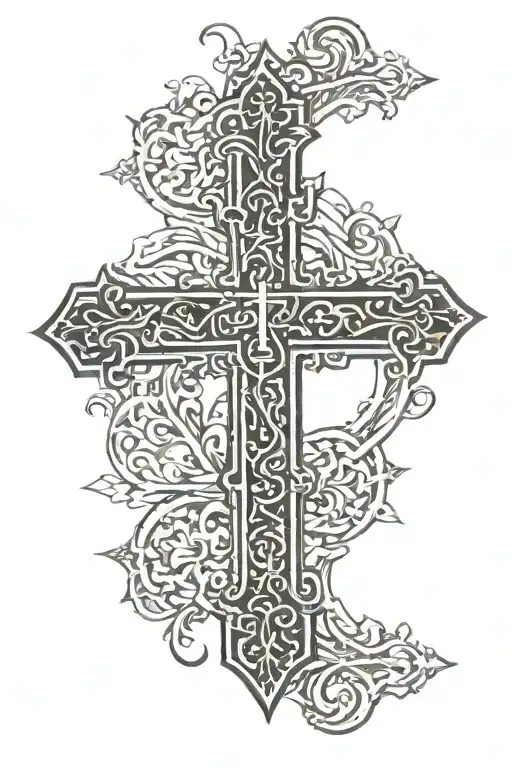 cross with John 13:7 verse tattoo with background black tattoo design idea