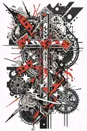 John 13:7 cross with background  tattoo design idea