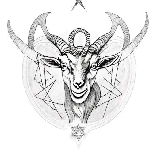 vitruvian goat pentagram tattoo design idea