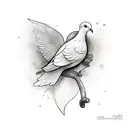 dove with heart tattoo design idea