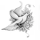 dove with heart tattoo design idea