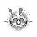 two masks one with a smiley face one with a mad face tattoo design idea