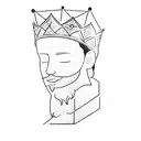 a Sideview of the face of a young card's king with a crown and a pointy beard, just need the exact tatto on the uploaded tattoo design idea
