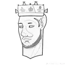 a Sideview of the face of a young card's king with a crown and a pointy beard, just need the exact tatto on the uploaded tattoo design idea
