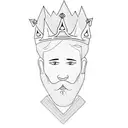 a Sideview of the face of a young card's king with a crown and a pointy beard, just need the exact tatto on the uploaded tattoo design idea