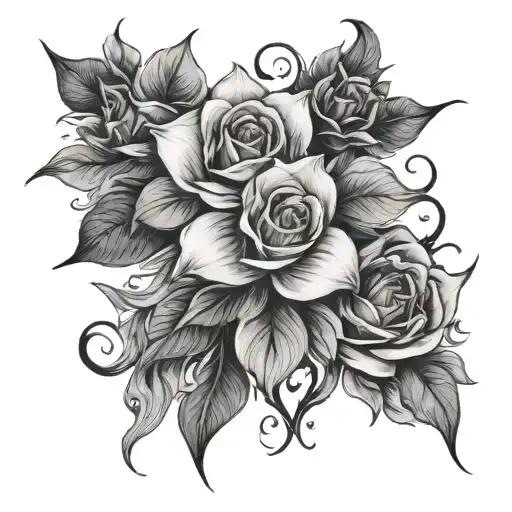 Collarbone goth emo feminine flowers tattoo design idea