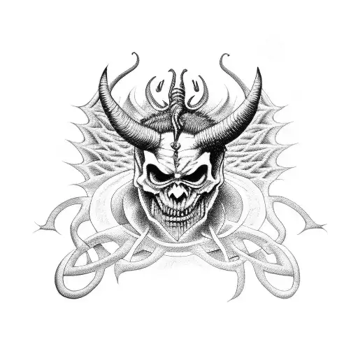 satanic beelzebub trippy lsd tattoo design idea