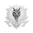 satanic beelzebub trippy lsd tattoo design idea