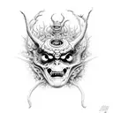 beelzebub baal zebub lord of flies king of demons black and white psychedelic tattoo design idea