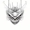 beelzebub baal zebub lord of flies king of demons black and white psychedelic tattoo design idea