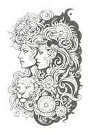 Leo and virgo zodiac sign tattoo design idea