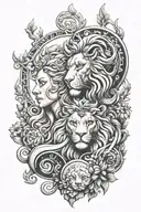 Leo and virgo zodiac sign tattoo design idea