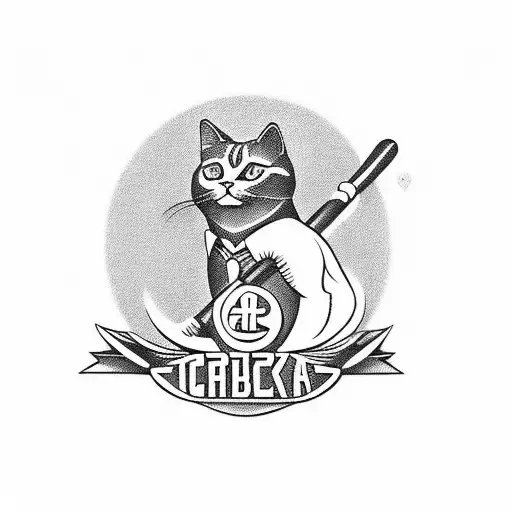 comrade, communist, cat, holding hammer and sickle tattoo design idea