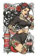 coca cola themed pinup girl   tattoo design idea