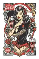 coca cola themed pinup girl   tattoo design idea