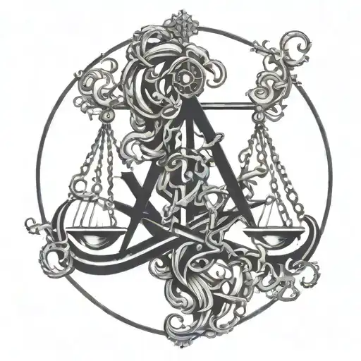 A Libra symbol intertwined with eldritch tentacles tattoo design idea