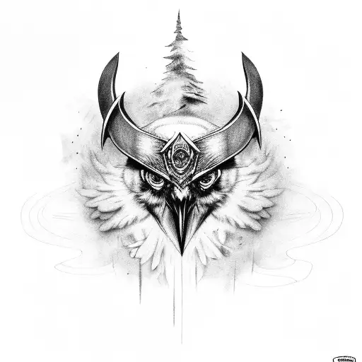 Odin    ravens forrest river  tattoo design idea