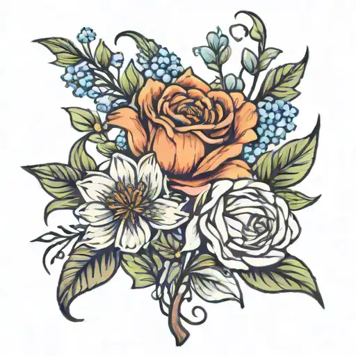 september and october birth flower bouqet dainty tattoo tattoo design idea