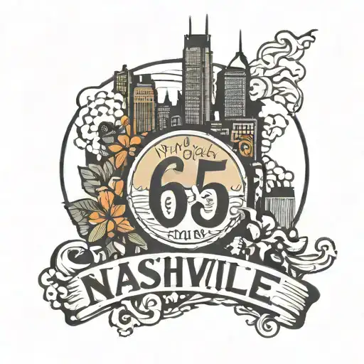 615 area code with nashville skyline tattoo design idea