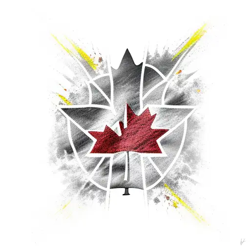  the flag of Canada and the flag of Venezuela merged into a single standard size flag tattoo design idea