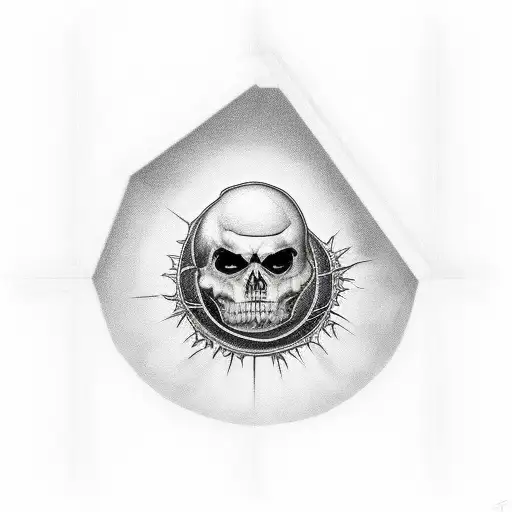 dark room with a open door with light a broken chain inside the room and the moon stages up tattoo design idea