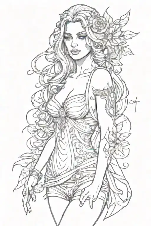 full body Aphrodite realistic sexy girl shoulder tattoo tattoo design idea