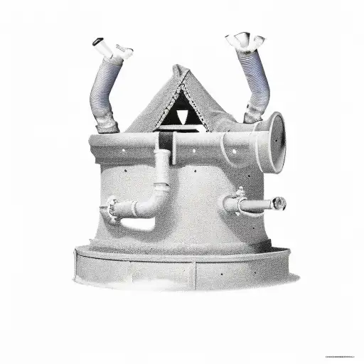 an old pipe chipney poping up form a roof tattoo design idea