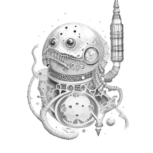 old tin pipe chipney tattoo design idea