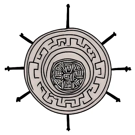 Intricate Viking shield with powerful runes tattoo design idea