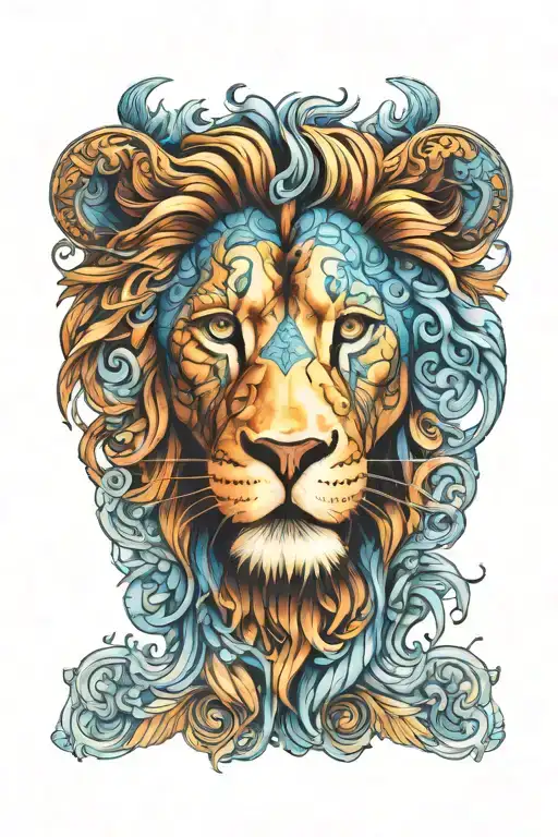 lion blue eyes, eygiption gods tattoo design idea