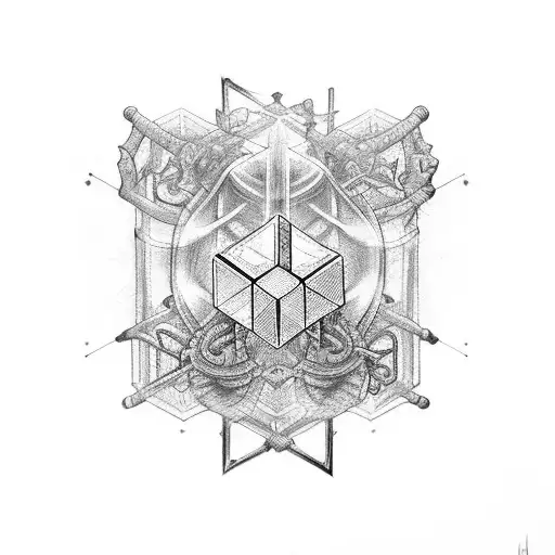 A Rubik's cube with medical symbols and instruments as the colors tattoo design idea