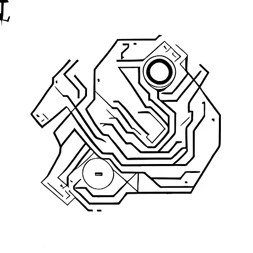 A vinyl record surrounded by a road map tattoo design idea