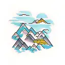 Mountains with waterfall  tattoo design idea