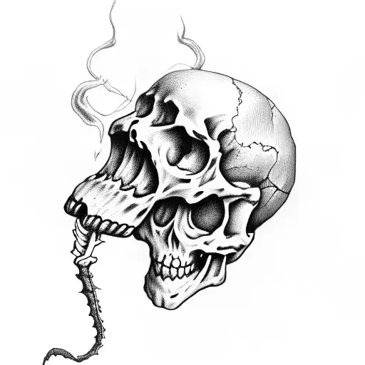 skeleton is smoking and drinking  tattoo design idea