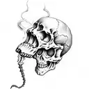 skeleton is smoking and drinking  tattoo design idea