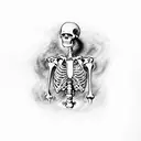 skeleton is smoking and drinking  tattoo design idea