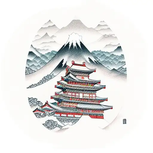 Mountain Scene tattoo design idea