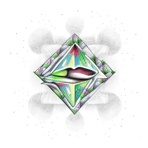 Triangle with a kiss, a marihuana and a laugh  tattoo design idea