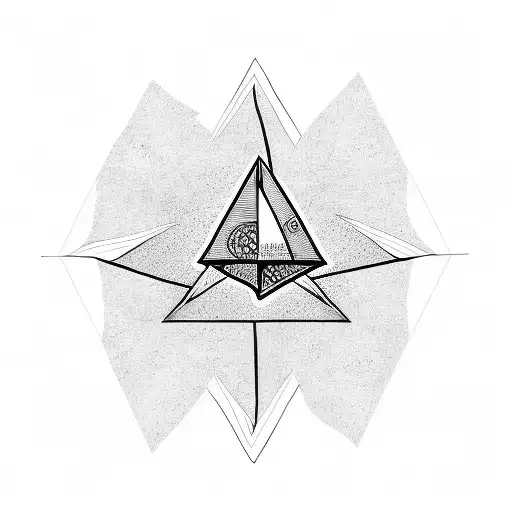 Triangle with a kiss, a marihuana and a laugh  tattoo design idea