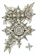 cross compass tattoo design idea