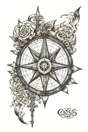 cross compass tattoo design idea