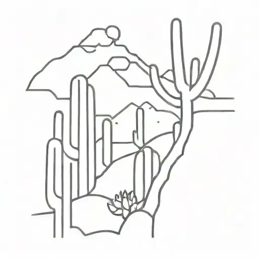 monument valley road 66 cactus tattoo design idea