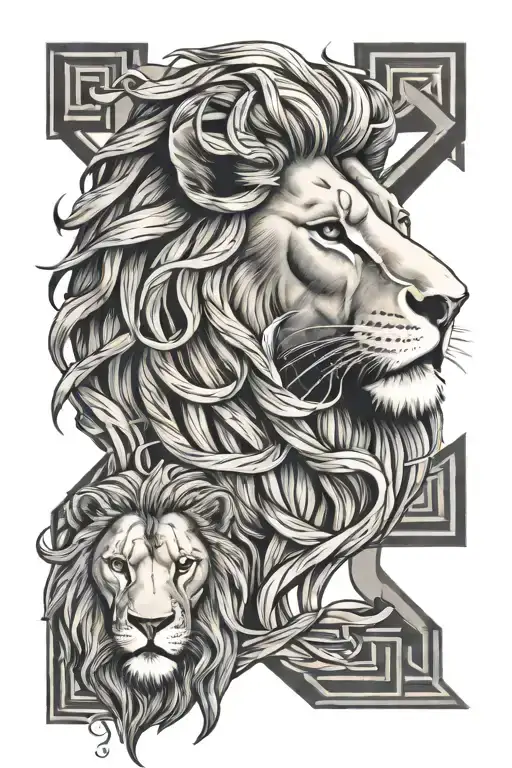 Jesus lion crosses intertwined tattoo design idea
