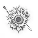 sunflowers with a microphone and music notes  tattoo design idea